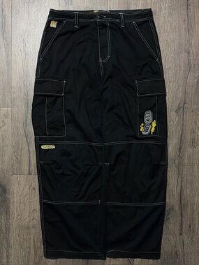 Empyre Contrast Stitch Relaxed Fit Cargo Pants Black